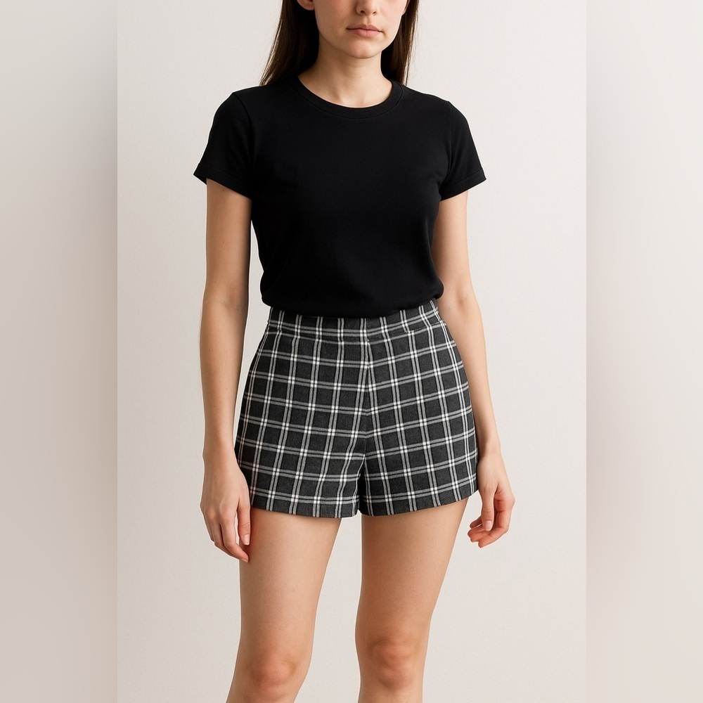 LUMIERE Plaid Linen Blend Shorts Women’s Size S Preppy Academia School Girl